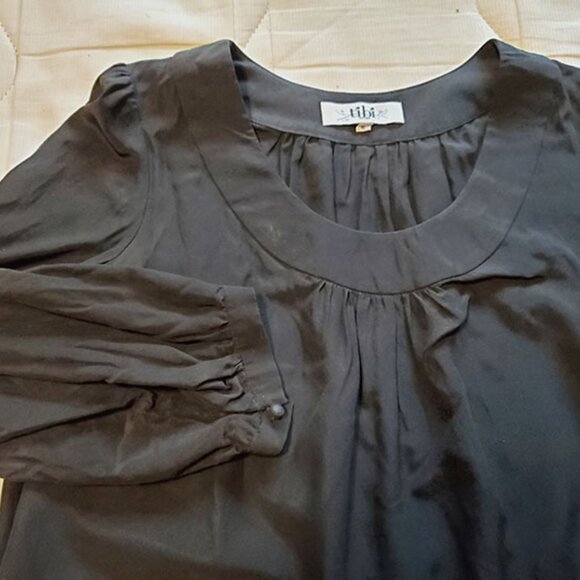 Tibi black silk l/s top size 6 - Picture 2 of 6